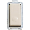 A single rectangular beige push-button switch with a textured silver metal housing, shown against a plain white background.