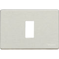 A brushed nickel single-toggle light switch plate with a rectangular cutout in the center and the 'bticino' brand logo in the bottom right corner, shown against a plain white background.