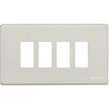 A brushed stainless steel 4-gang light switch plate cover by bticina, shown against a plain white background.