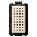 A rectangular electronic component with a black outer frame and a beige grid-patterned face, isolated on a white background.