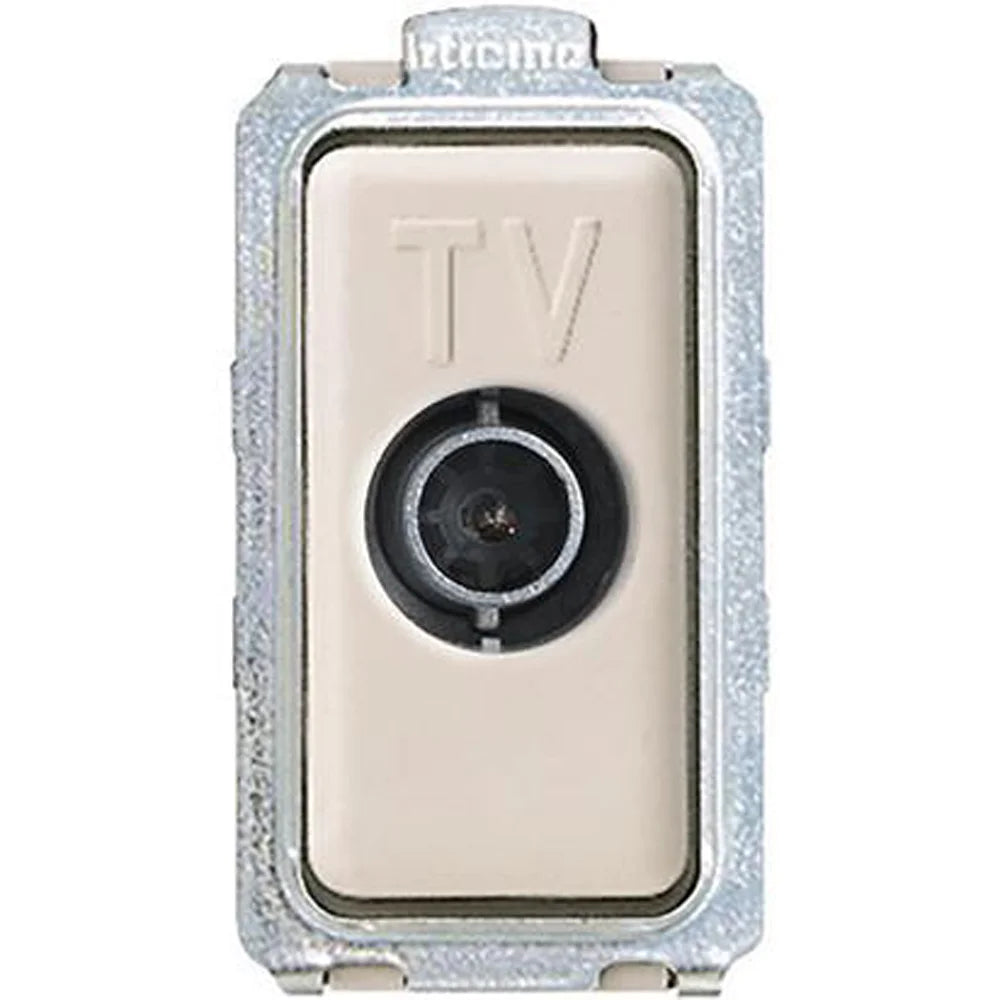 Vintage-style TV receiver with metallic frame on a white background