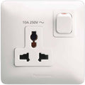 Panasonic 1G SP Switched, International Socket, 10A 250V