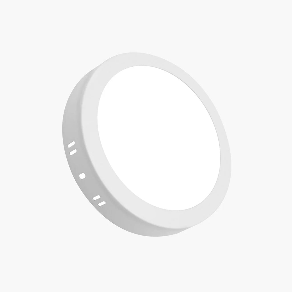 A minimalist white circular ring with small cutouts on the side, shown floating against a solid white background.