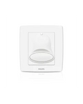 A white Philips dimmer switch panel on a clean white background with a subtle reflection below.Supplied by Chinoy Electric