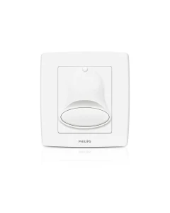 A white Philips dimmer switch panel on a clean white background with a subtle reflection below.Supplied by Chinoy Electric