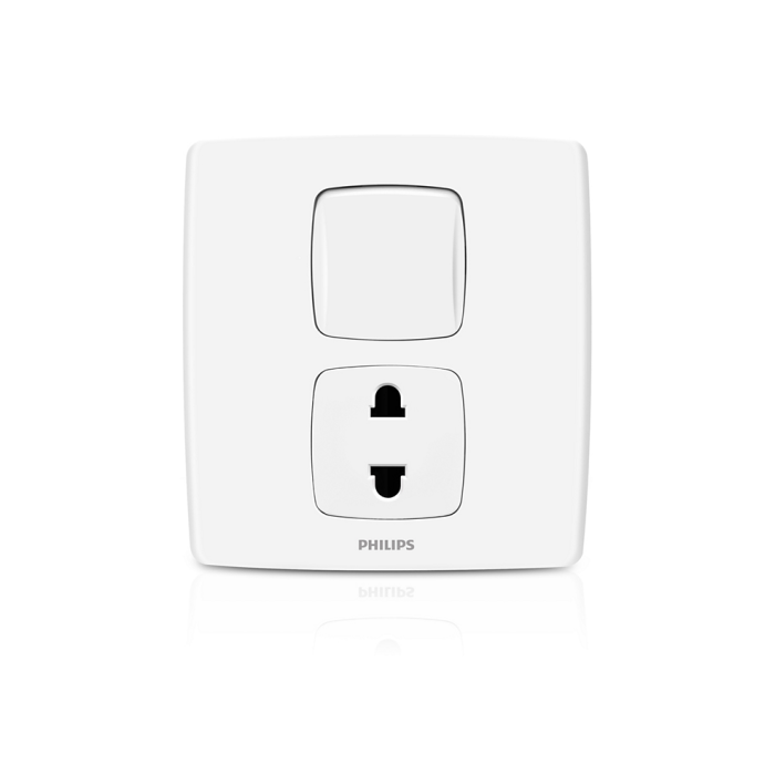 Philips 1 gang Switch with Socket - Leafstyle