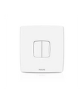 A white double-switch wall plate with a minimalist rectangular design and a subtle Philips logo at the bottom, shown on a clean white background.Supplied by Chinoy Electric