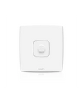 A white Philips smart wall switch with a single square faceplate and central round button, shown on a clean white background.Supplied by Chinoy Electric