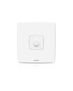 A white Philips smart wall switch with a single square faceplate and central round button, shown on a clean white background.Supplied by Chinoy Electric
