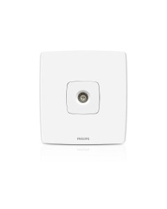 A white Philips wall switch plate with a single central button and the Philips logo printed below, shown on a clean white background.Supplied by Chinoy Electric