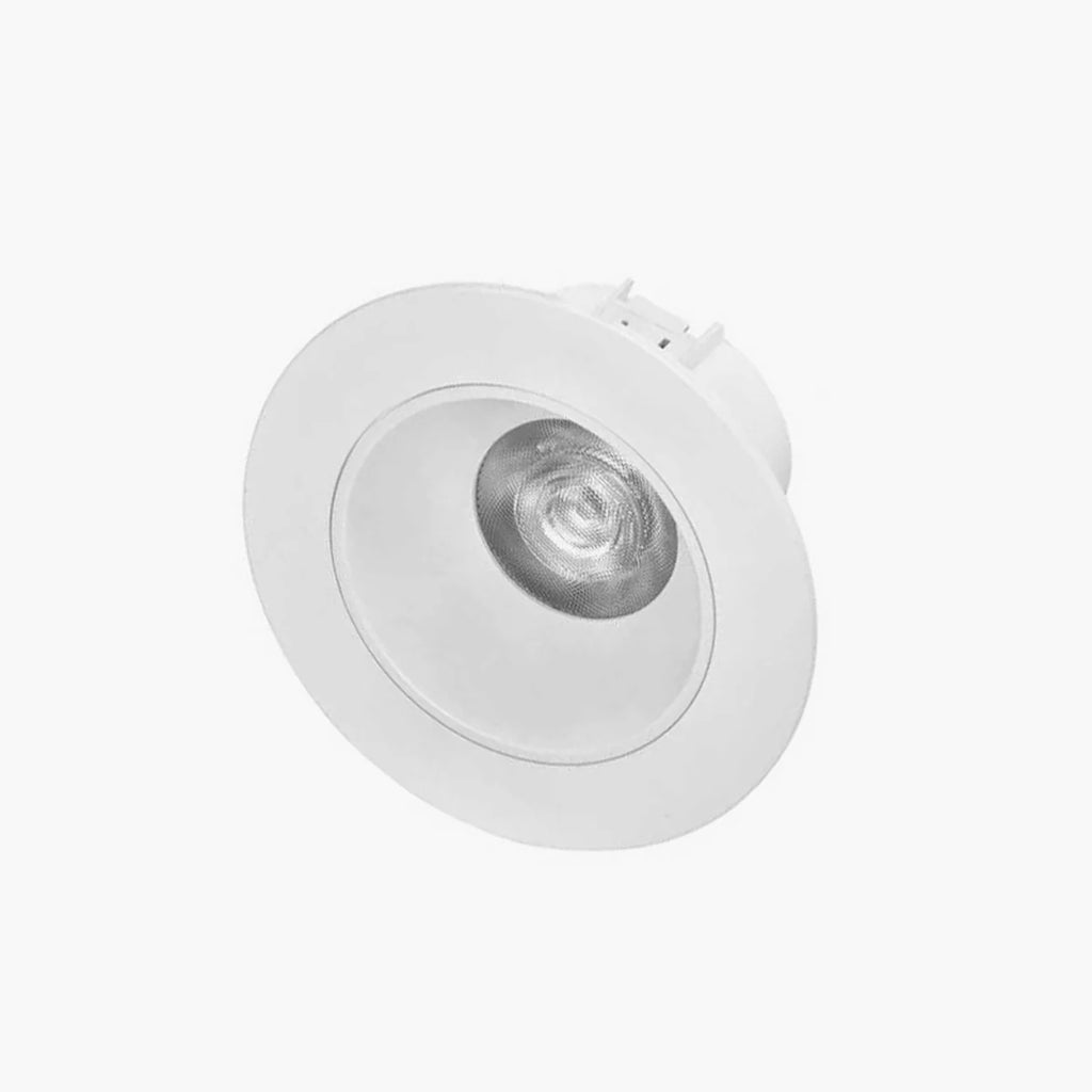 White recessed ceiling light on a white background